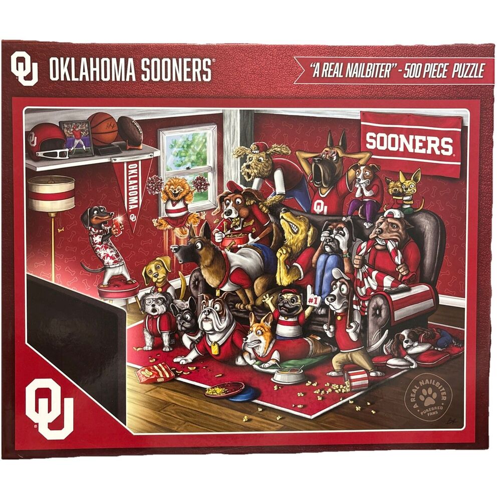 Oklahoma Sooners OU “A Real Nailbiter” Dog Fans 500 Piece Puzzle - COMPLETE